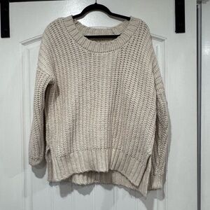Aerie Cream Knit Crew Neck Sweater